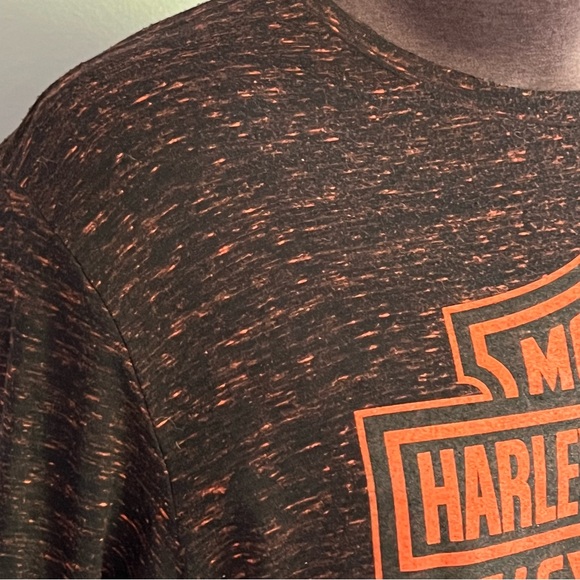 Harley Davidson Motorcycle HD Marbled Black and Orange Lightweight Shirt XL - Picture 3 of 10